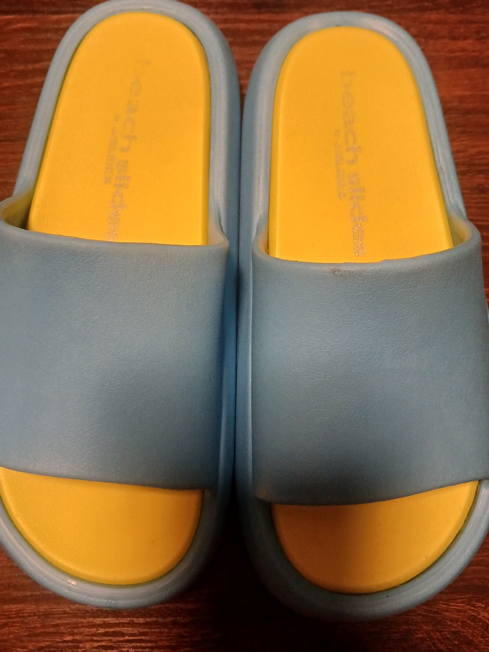 J Slides Kids Light Blue and Yellow Slide Sandals